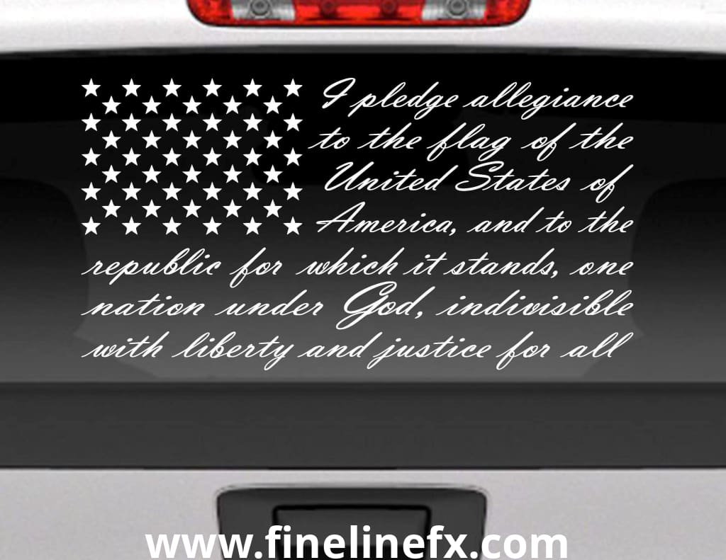 Pledge Of Allegiance American Flag Vinyl Decal Sticker for Cars Trucks and More. - FineLineFX