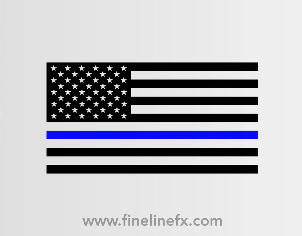 USA American Flag with Blue Line for Police Support Vinyl Decal Sticker - FineLineFX
