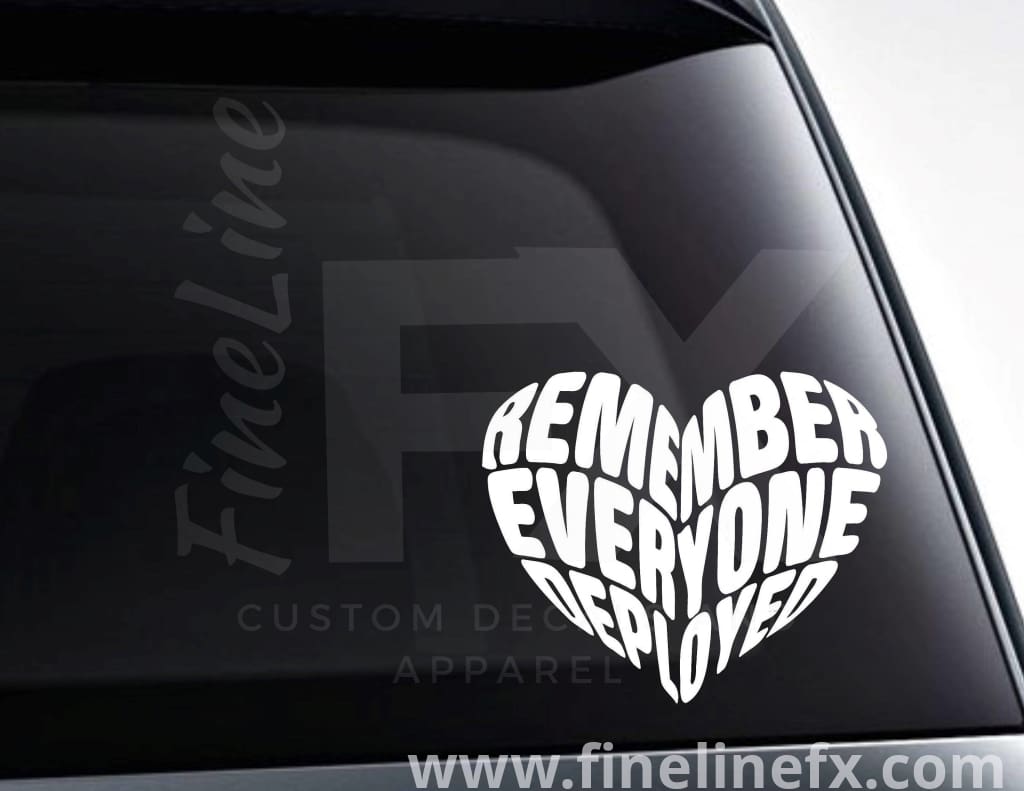Remember Everyone Deployed Heart Vinyl Decal Sticker - FineLineFX
