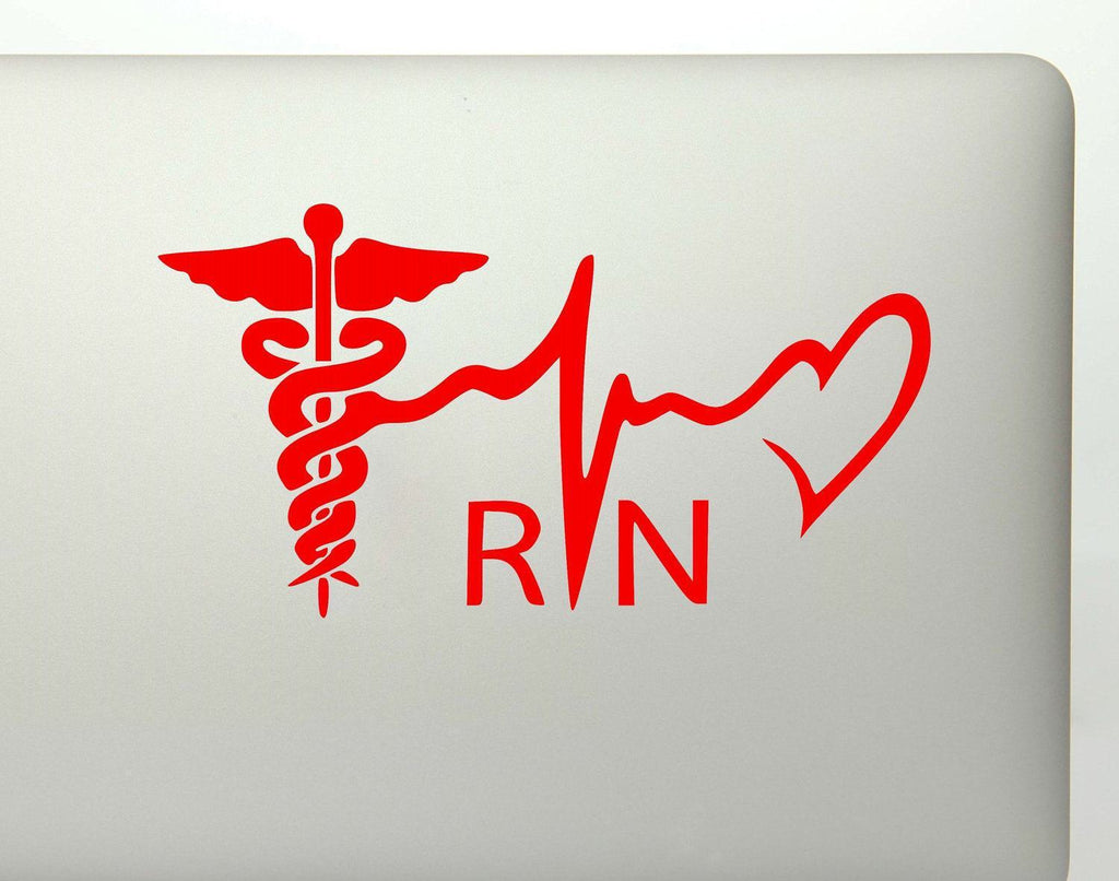 RN Nurse Medical Symbol Heartbeat Vinyl Decal Sticker. - FineLineFX