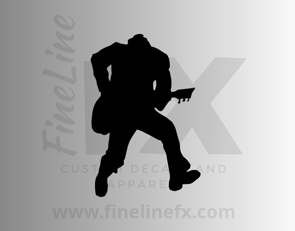 Heavy Metal Rock Guitarist Silhouette Vinyl Decal Sticker - FineLineFX