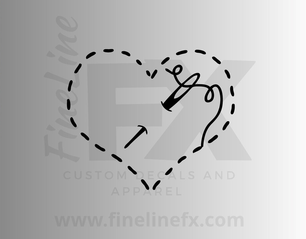 Needle And Thread Seamstress Heart Vinyl Decal Sticker - FineLineFX