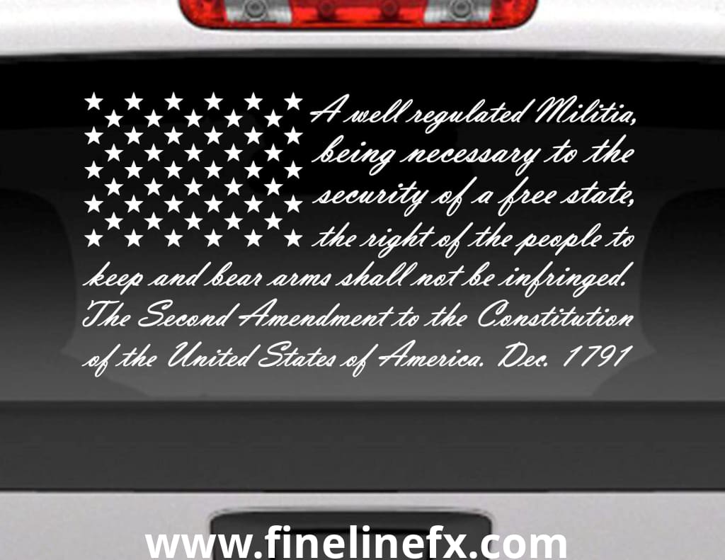 Second Amendment American Flag Vinyl Decal Sticker For Cars Trucks and More - FineLineFX