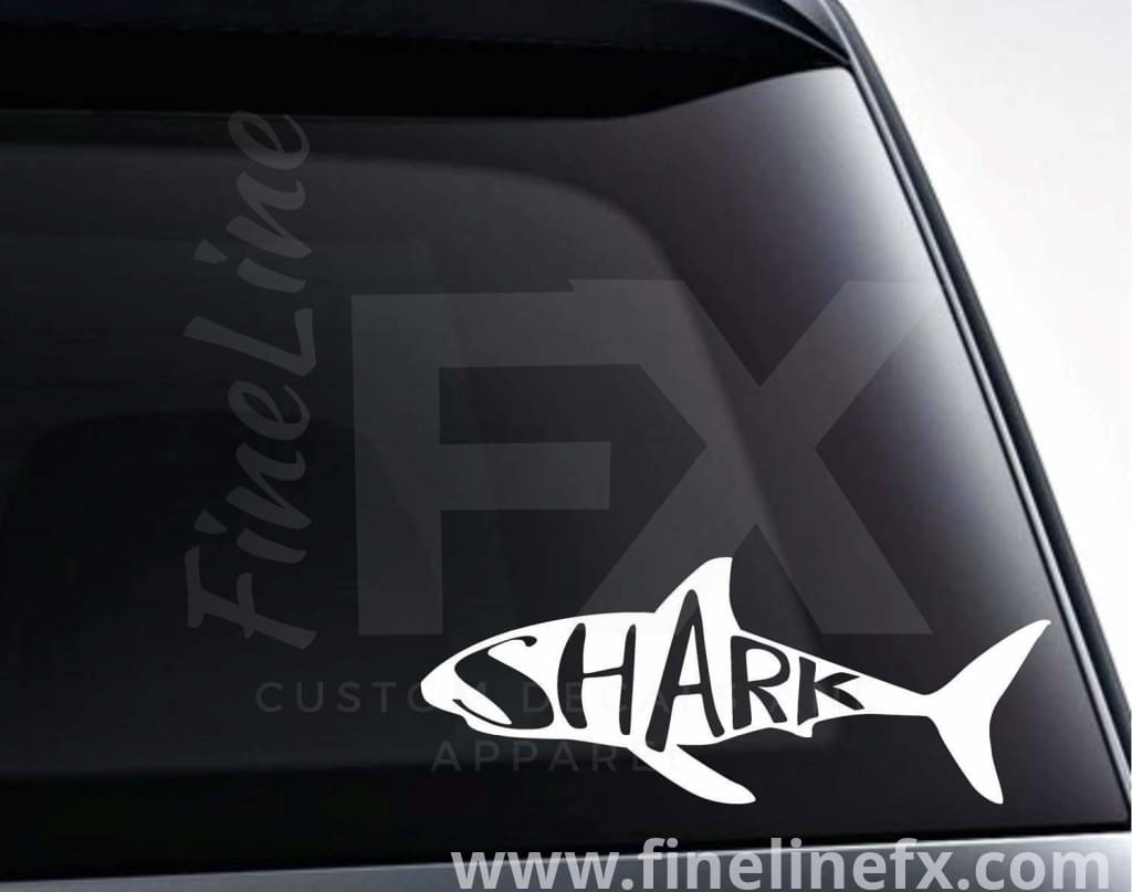 Shark Word Art Vinyl Decal Sticker - FineLineFX