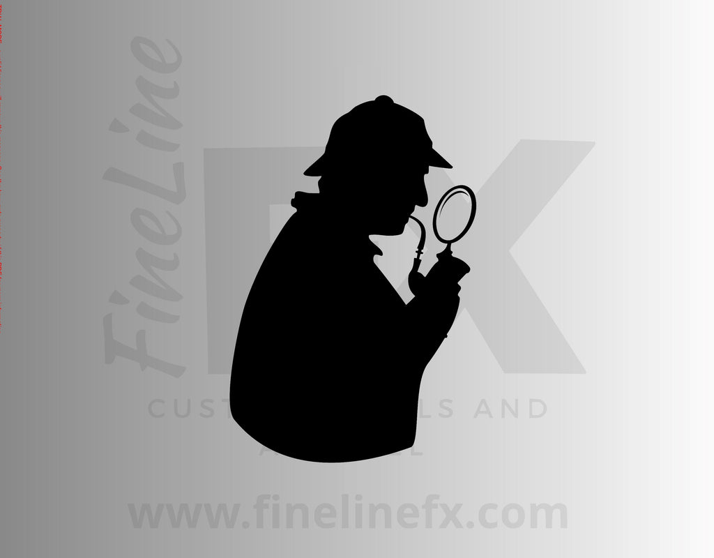 Sherlock Holmes Detective Silhouette Vinyl Decal Sticker - FineLineFX