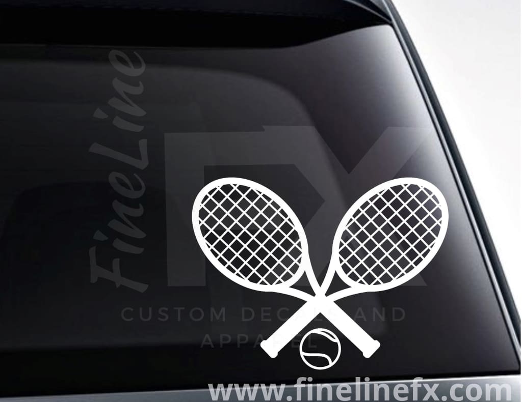 Tennis Rackets And Ball Vinyl Decal Sticker - FineLineFX