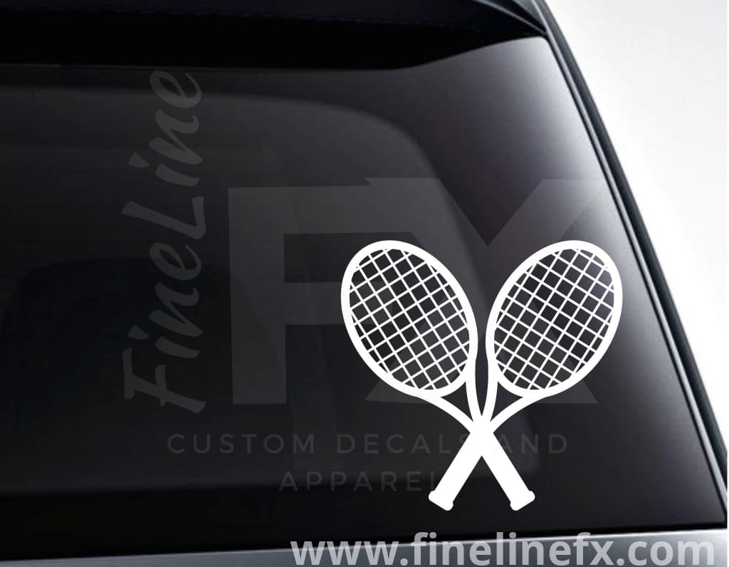 Tennis Rackets Crossed Vinyl Decal Sticker - FineLineFX