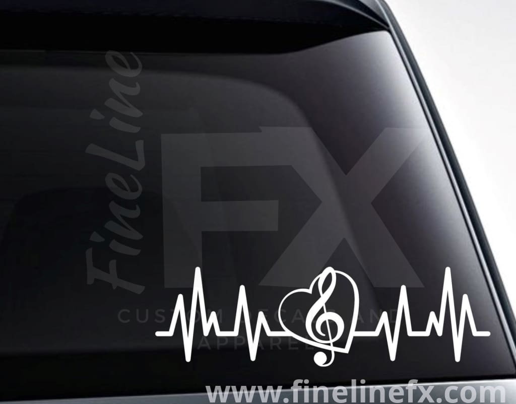 Treble Clef EKG Heartbeat Vinyl Decal Sticker - FineLineFX