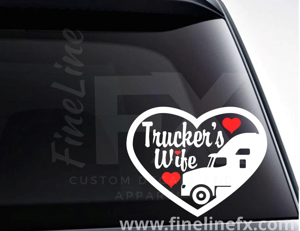 Trucker's Wife Heart Vinyl Decal Sticker - FineLineFX