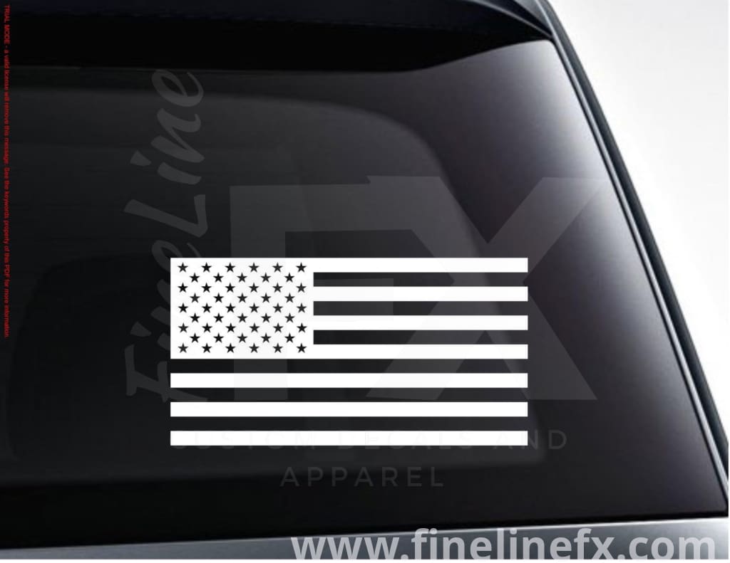 USA American Flag 1 Color Vinyl Decal Sticker - FineLineFX