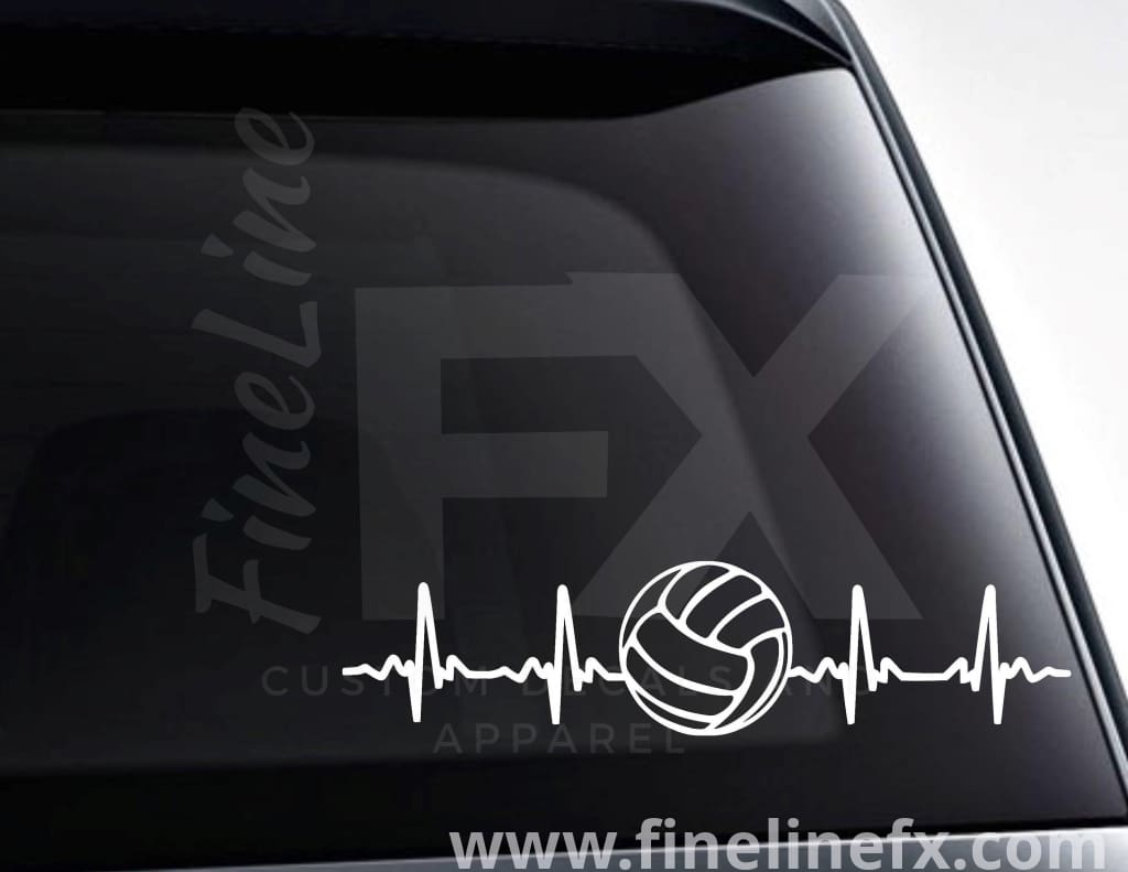 Volleyball EKG Heartbeat Vinyl Decal Sticker - FineLineFX