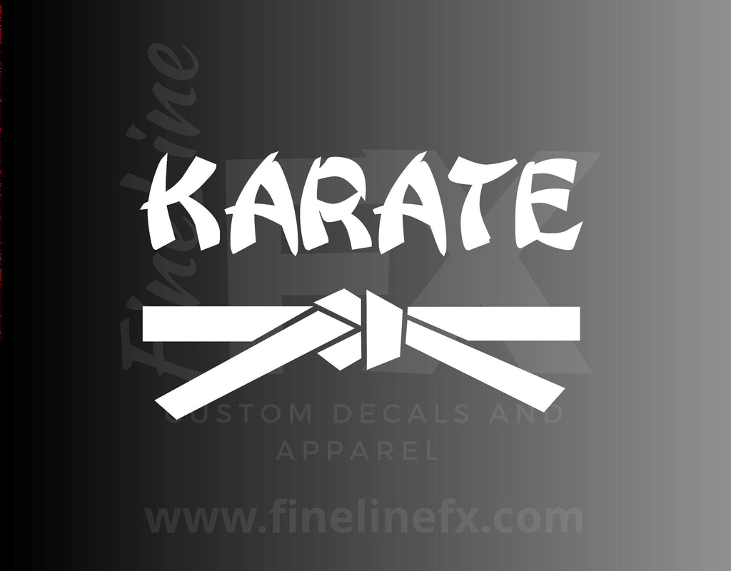 Karate Word Art And Black Belt Vinyl Decal Sticker - FineLineFX