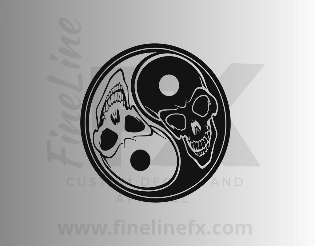 Yin Yang Skulls Vinyl Decal Sticker - FineLineFX